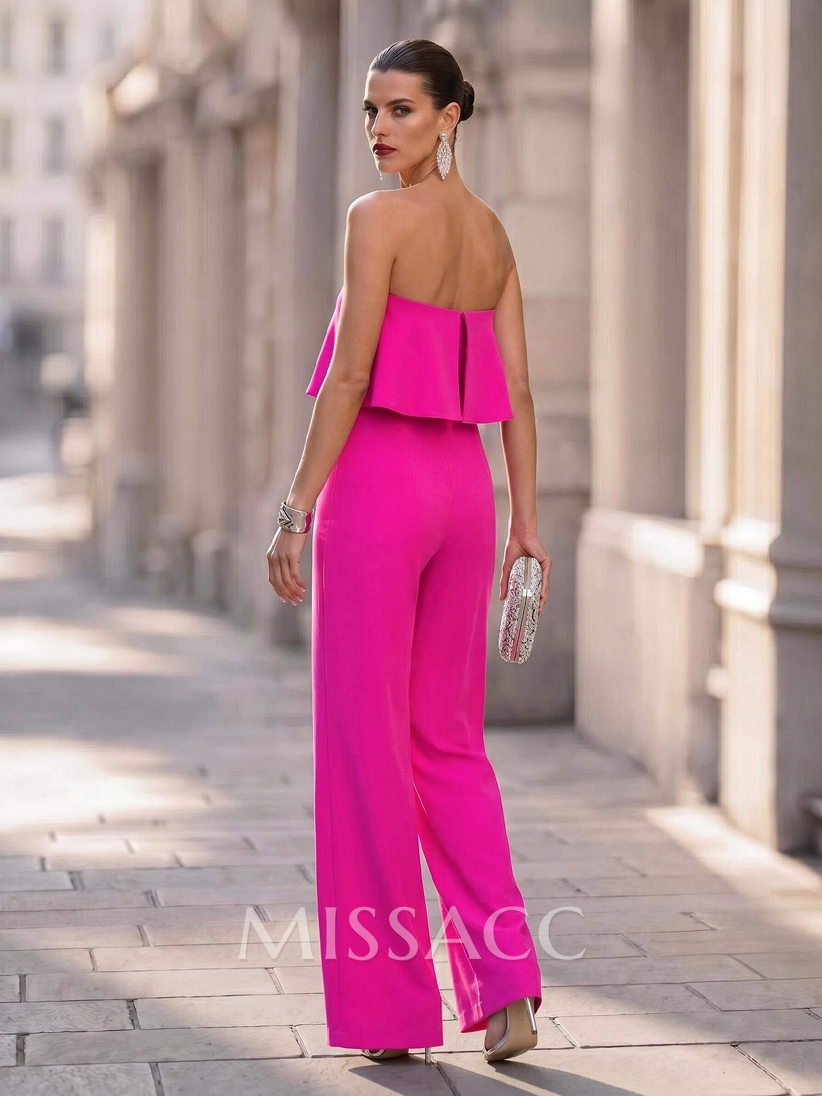 Jumpsuit/Pantsuit Strapless Sleeveless Floor-Length Evening Dresses