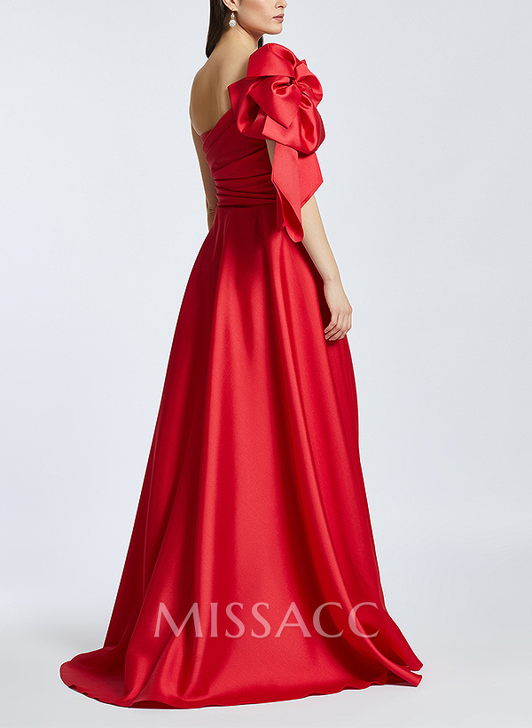 A-Line One-Shoulder Sleeveless Evening Dresses With Split Front A-Line One-Shoulder Sleeveless Evening Dresses With Split Front