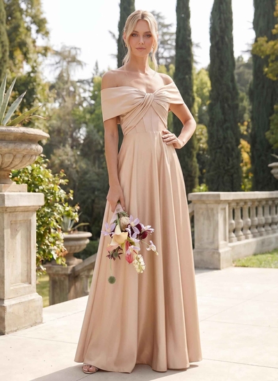 Off-The-Shoulder A-Line Satin Evening Dresses