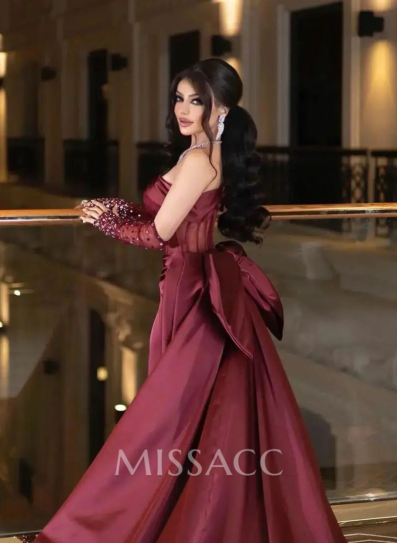 Sparkly Beading Sheath/Column Slit Evening Dresses