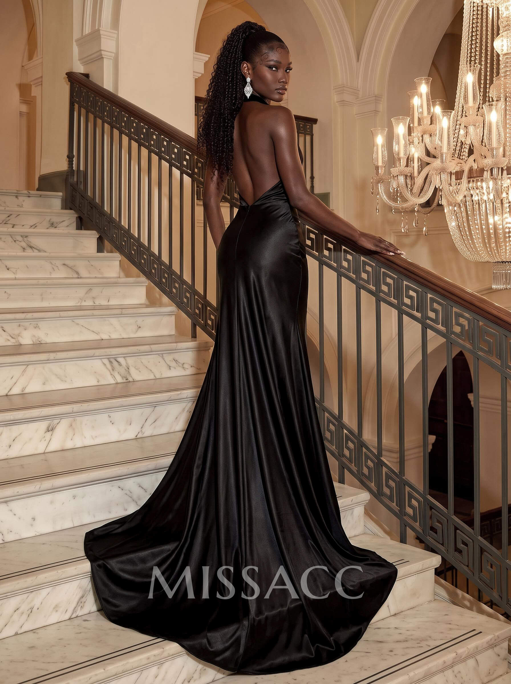 Sexy Halter Backless Silk Like Satin Simple Evening Dresses Sexy Halter Backless Silk Like Satin Simple Evening Dresses