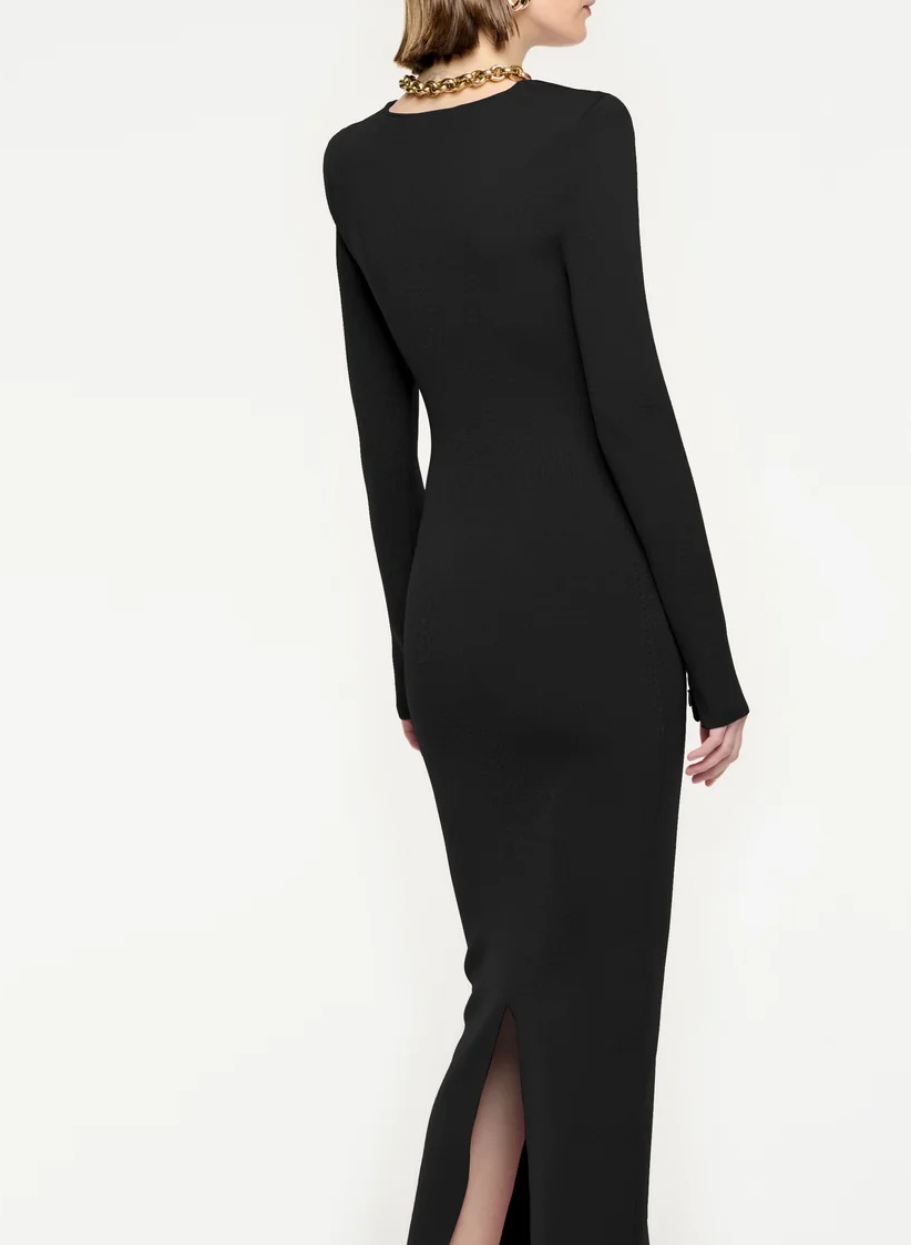 Simple Long Sleeves Sheath/Column Elastic Satin Evening Dresses