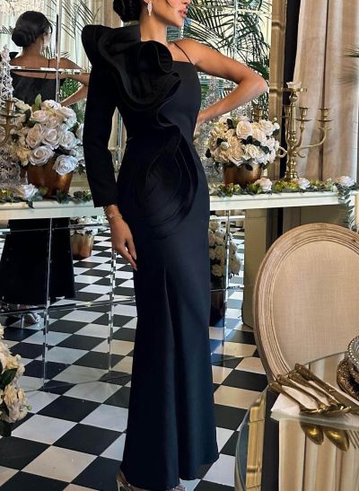 Long Sleeves One-Shoulder Sheath/Column Elegant Evening Dresses