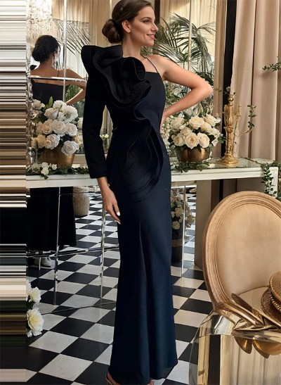 Long Sleeves One-Shoulder Sheath/Column Elegant Evening Dresses