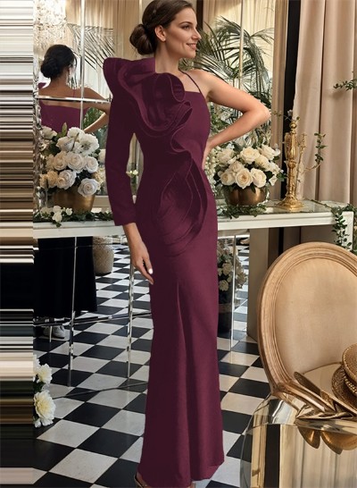 Long Sleeves One-Shoulder Sheath/Column Elegant Evening Dresses