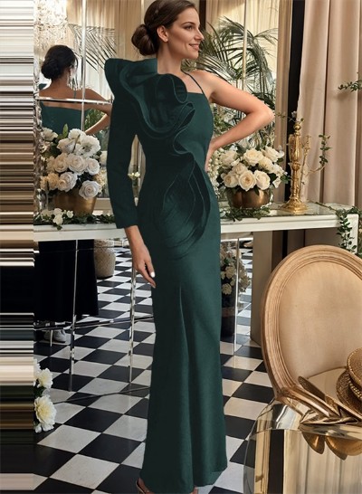 Long Sleeves One-Shoulder Sheath/Column Elegant Evening Dresses