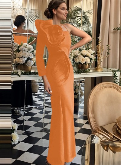 Long Sleeves One-Shoulder Sheath/Column Elegant Evening Dresses