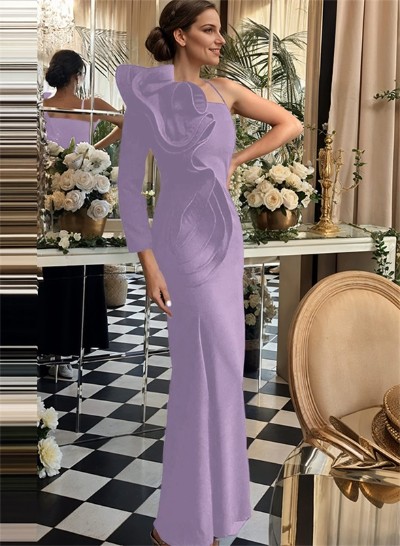 Long Sleeves One-Shoulder Sheath/Column Elegant Evening Dresses