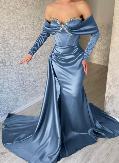 Long Sleeves Off-The-Shoulder Trumpet/Mermaid Evening Dresses