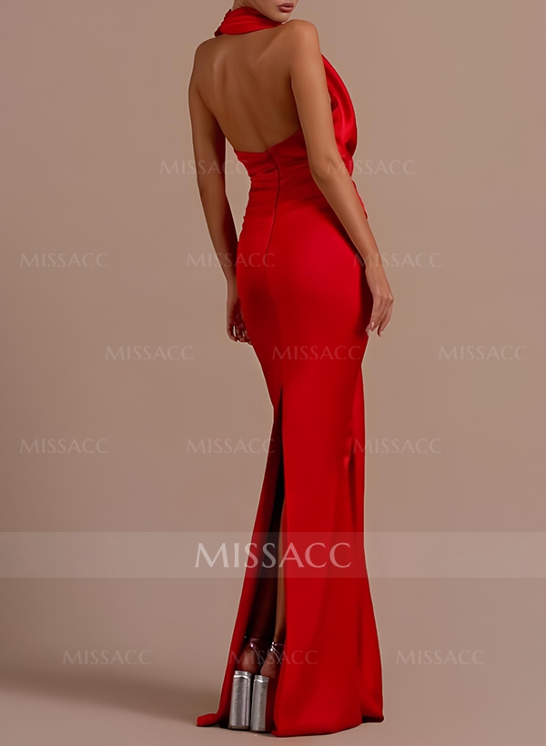 Sexy Backless Simple Cowl Neck Trumpet/Mermaid Evening Dresses