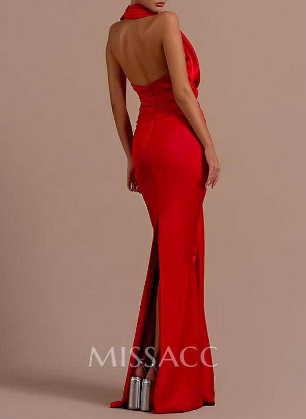 Sexy Backless Simple Cowl Neck Trumpet/Mermaid Evening Dresses