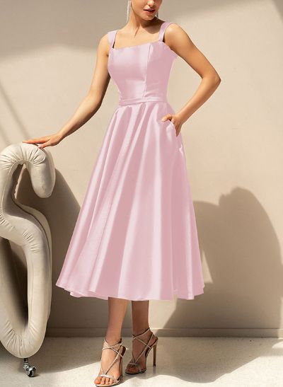 Simple Satin A-Line Tea-Length Mother Of The Bride Dresses