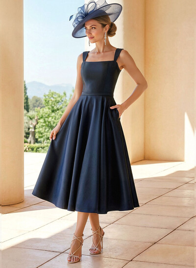Simple Satin A-Line Tea-Length Mother Of The Bride Dresses
