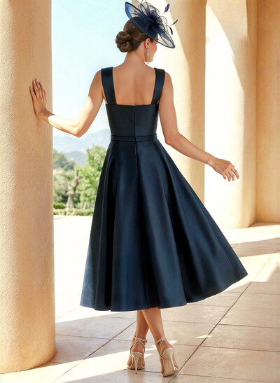 Simple Satin A-Line Tea-Length Mother Of The Bride Dresses