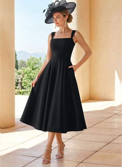 Simple Satin A-Line Tea-Length Mother Of The Bride Dresses