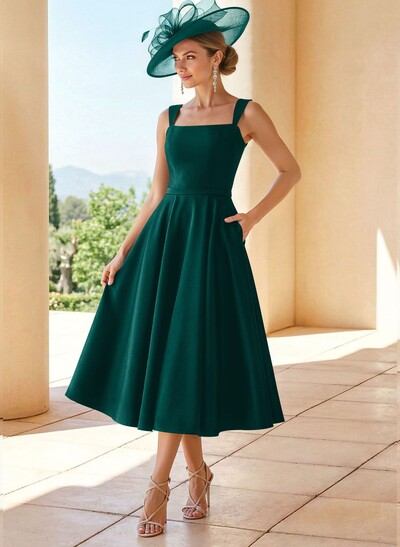 Simple Satin A-Line Tea-Length Mother Of The Bride Dresses