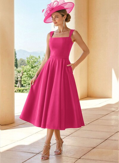Simple Satin A-Line Tea-Length Mother Of The Bride Dresses
