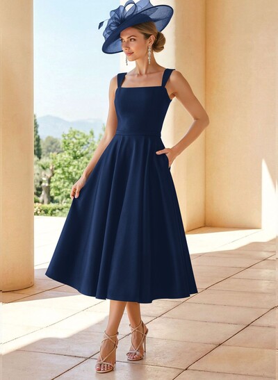 Simple Satin A-Line Tea-Length Mother Of The Bride Dresses