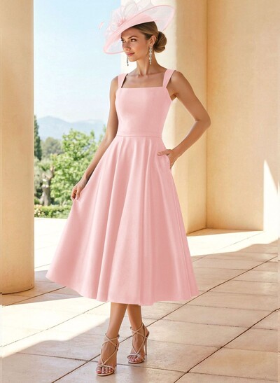 Simple Satin A-Line Tea-Length Mother Of The Bride Dresses