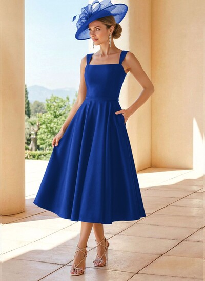 Simple Satin A-Line Tea-Length Mother Of The Bride Dresses