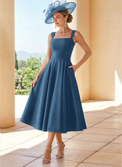 Simple Satin A-Line Tea-Length Mother Of The Bride Dresses