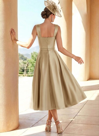 Simple Satin A-Line Tea-Length Mother Of The Bride Dresses