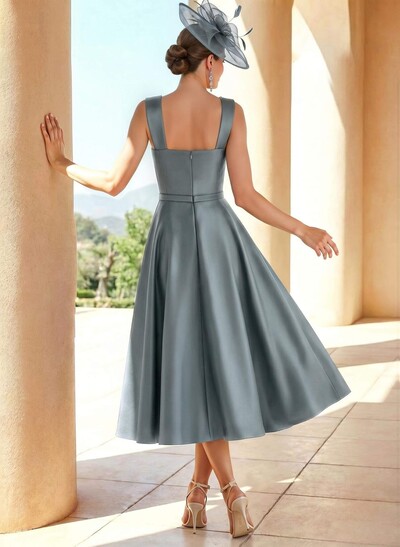 Simple Satin A-Line Tea-Length Mother Of The Bride Dresses