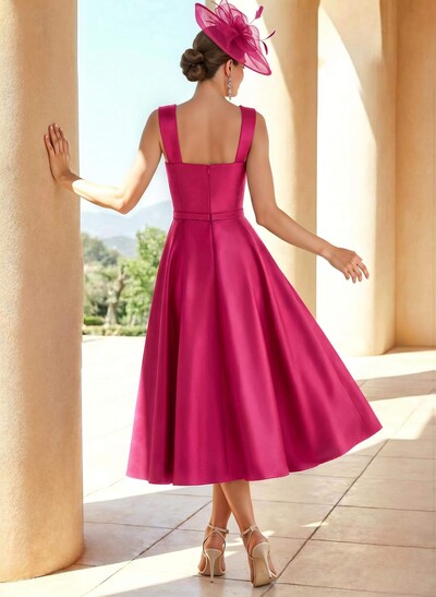 Simple Satin A-Line Tea-Length Mother Of The Bride Dresses