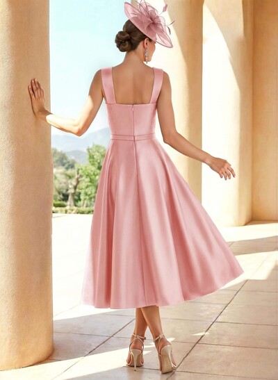 Simple Satin A-Line Tea-Length Mother Of The Bride Dresses