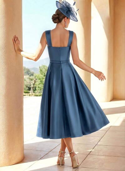 Simple Satin A-Line Tea-Length Mother Of The Bride Dresses