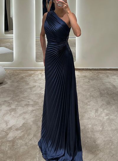 One-Shoulder Pleated Beading Mother Of The Bride Dresses