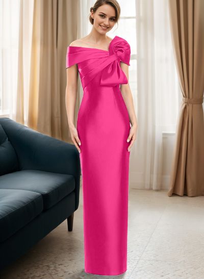 Sheath/Column One-Shoulder Satin Mother Of The Bride Dresses With Bow(s)