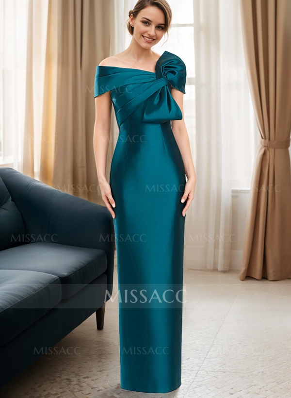 Sheath/Column One-Shoulder Satin Mother Of The Bride Dresses With Bow(s)