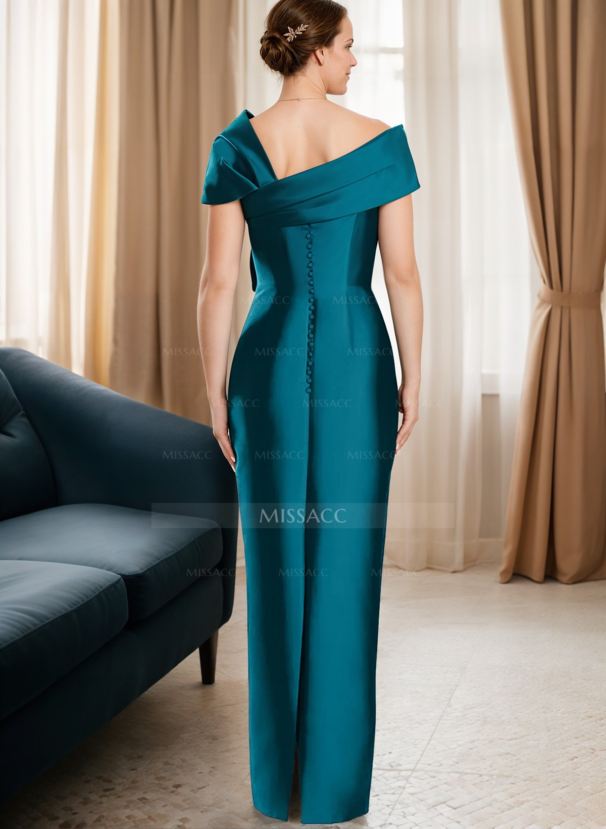 Sheath/Column One-Shoulder Satin Mother Of The Bride Dresses With Bow(s)