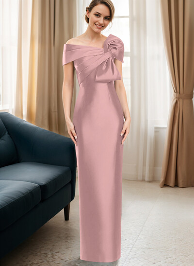 Sheath/Column One-Shoulder Satin Mother Of The Bride Dresses With Bow(s)