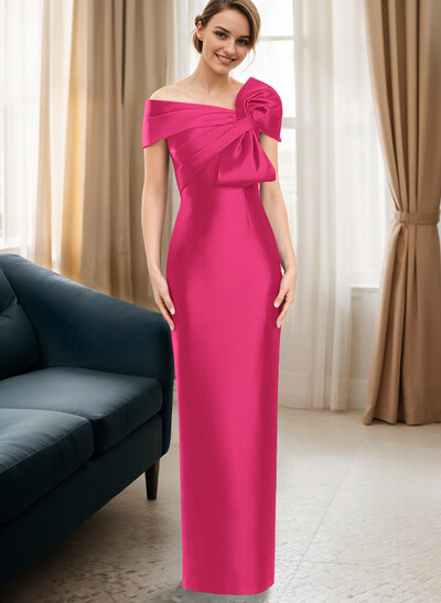 Sheath/Column One-Shoulder Satin Mother Of The Bride Dresses With Bow(s)