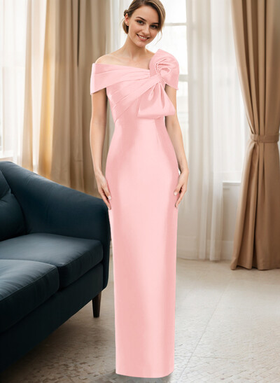 Sheath/Column One-Shoulder Satin Mother Of The Bride Dresses With Bow(s)