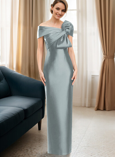 Sheath/Column One-Shoulder Satin Mother Of The Bride Dresses With Bow(s)