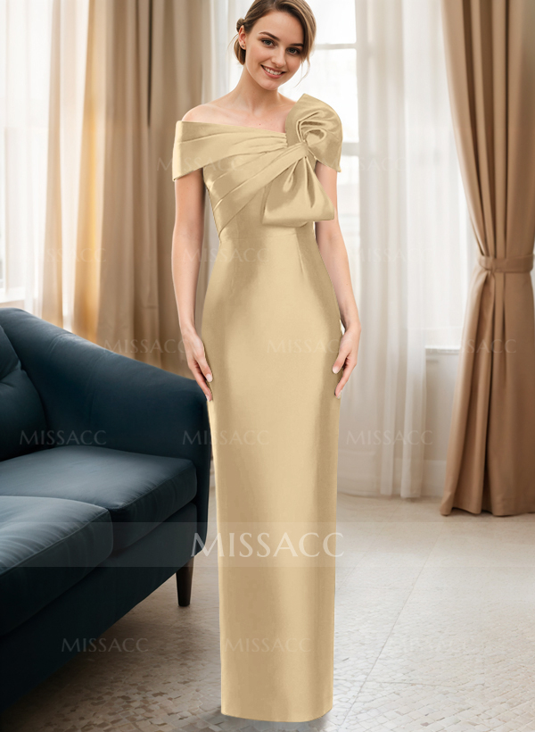 Sheath/Column One-Shoulder Satin Mother Of The Bride Dresses With Bow(s)