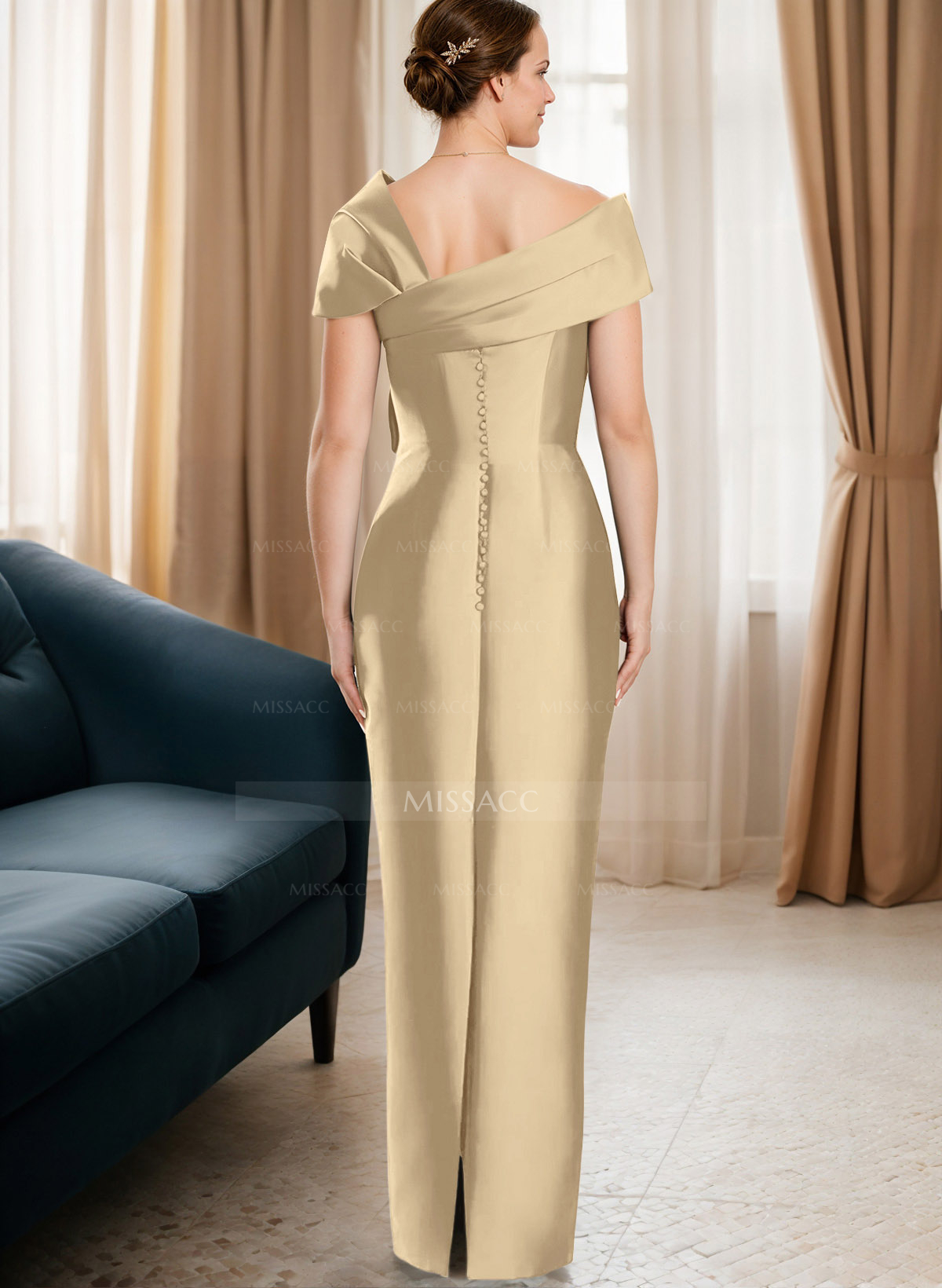 Sheath/Column One-Shoulder Satin Mother Of The Bride Dresses With Bow(s)