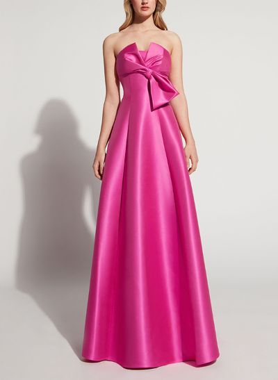 A-Line Strapless Sleeveless Satin Mother Of The Bride Dresses With Bow(s)