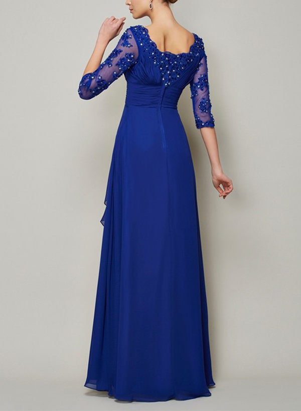 A-Line Scoop Neck 3/4 Sleeves Chiffon/Lace Mother Of The Bride Dresses