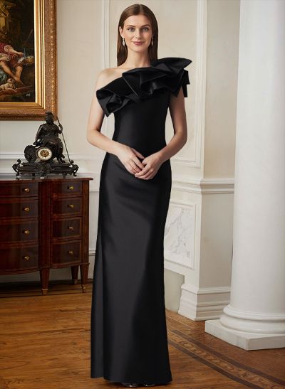 Sheath/Column One-Shoulder Sleeveless Satin Mother Of The Bride Dresses