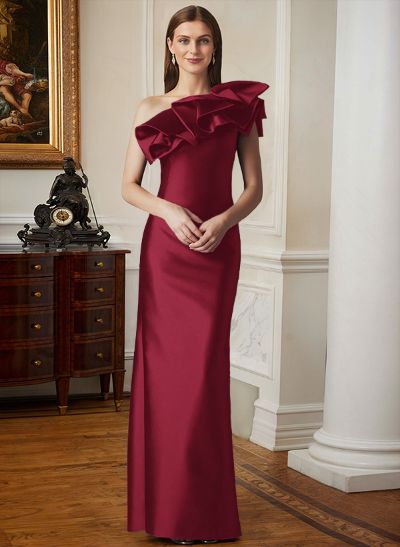 Sheath/Column One-Shoulder Sleeveless Satin Mother Of The Bride Dresses