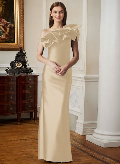 Sheath/Column One-Shoulder Sleeveless Satin Mother Of The Bride Dresses