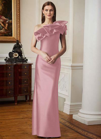 Sheath/Column One-Shoulder Sleeveless Satin Mother Of The Bride Dresses