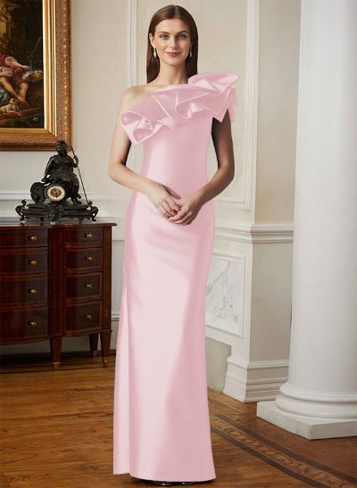 Sheath/Column One-Shoulder Sleeveless Satin Mother Of The Bride Dresses