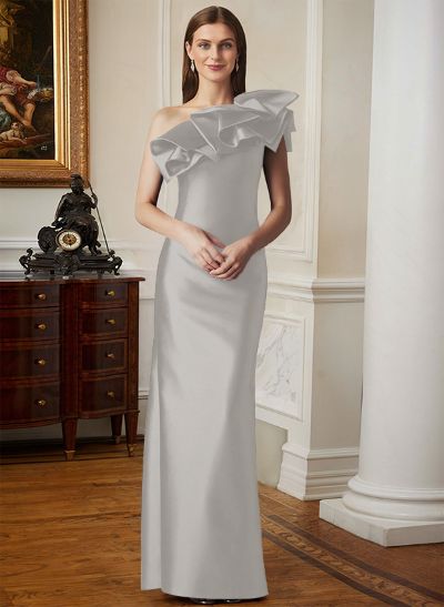 Sheath/Column One-Shoulder Sleeveless Satin Mother Of The Bride Dresses