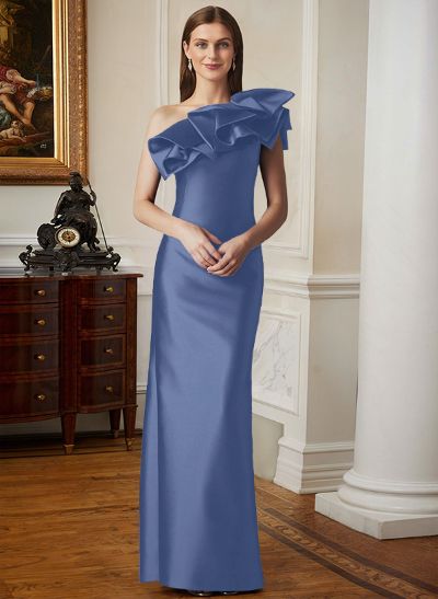 Sheath/Column One-Shoulder Sleeveless Satin Mother Of The Bride Dresses