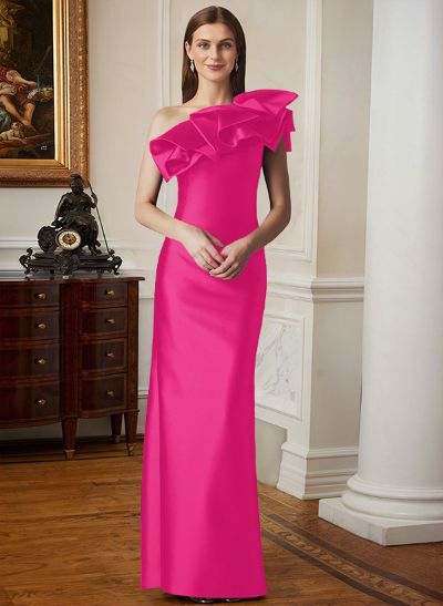 Sheath/Column One-Shoulder Sleeveless Satin Mother Of The Bride Dresses